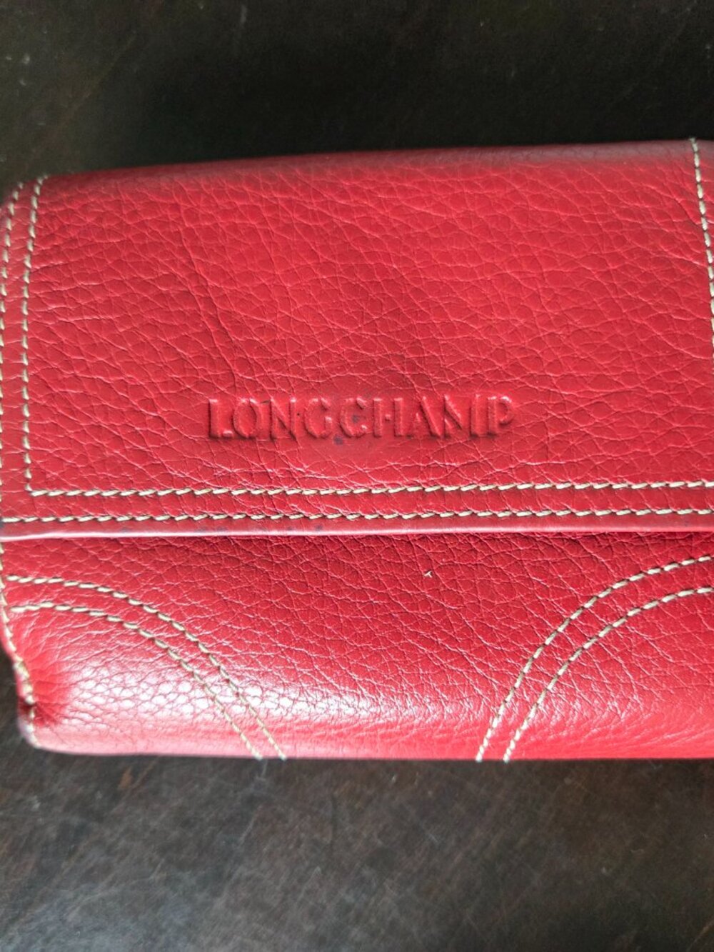 Beautiful Longchamp Le Foulonné red leather wallet - Picture 3 of 10